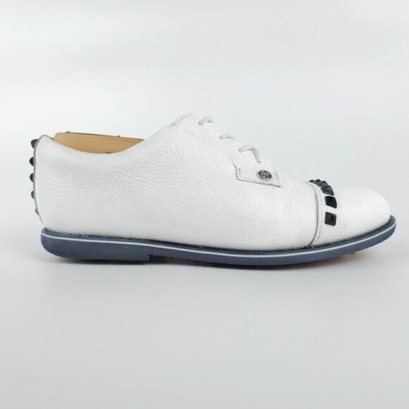 G/FORE Gallivanter Stud Cap Toe Spikeless Golf Shoes White Leather Black 8.5 - Picture 7 of 10